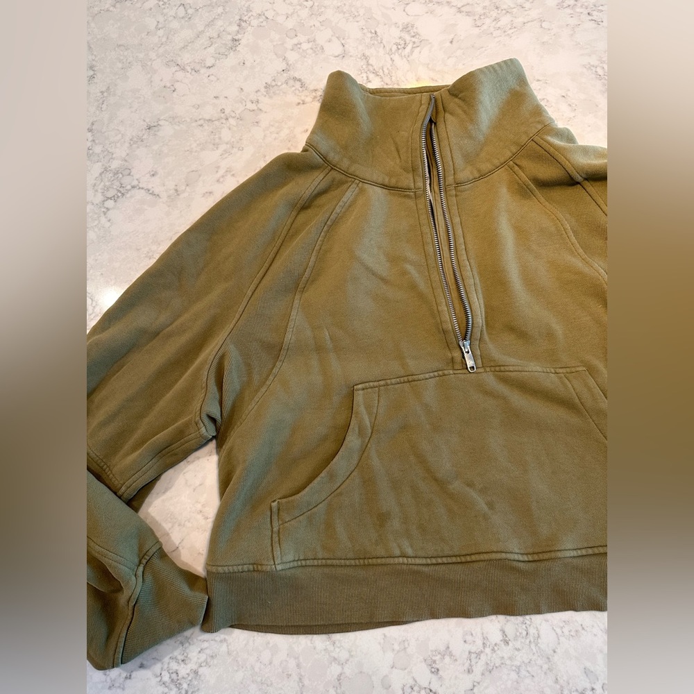 Lululemon Green Scuba Funnel Neck Quarter Zip